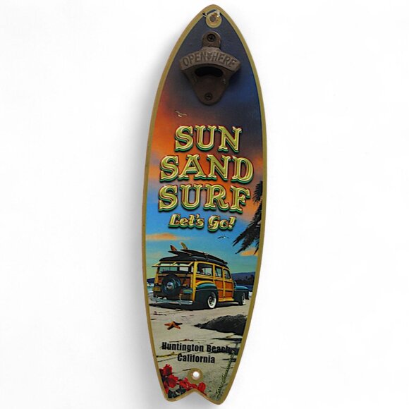 Sun Sand Surf Surfboard Wall Mount Bottle Opener - Picture 1 of 4